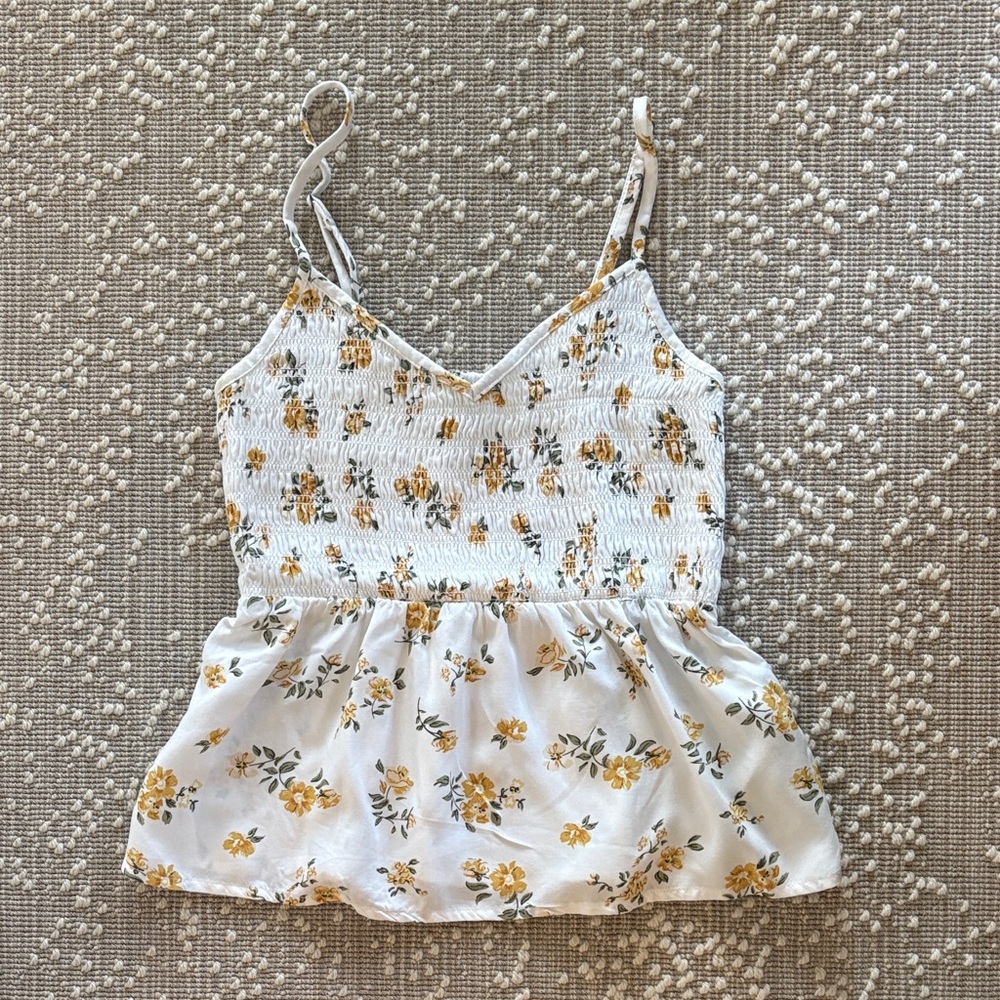 Hollister White and Yellow Floral Camisole